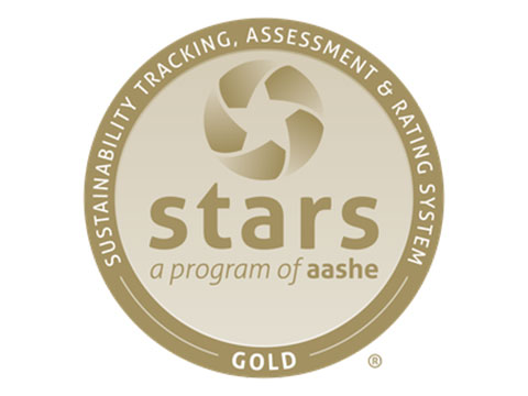 The logo for the Association for the Advancement of Sustainability in Higher Education gold Sustainability Tracking, Assessment and Rating System program.