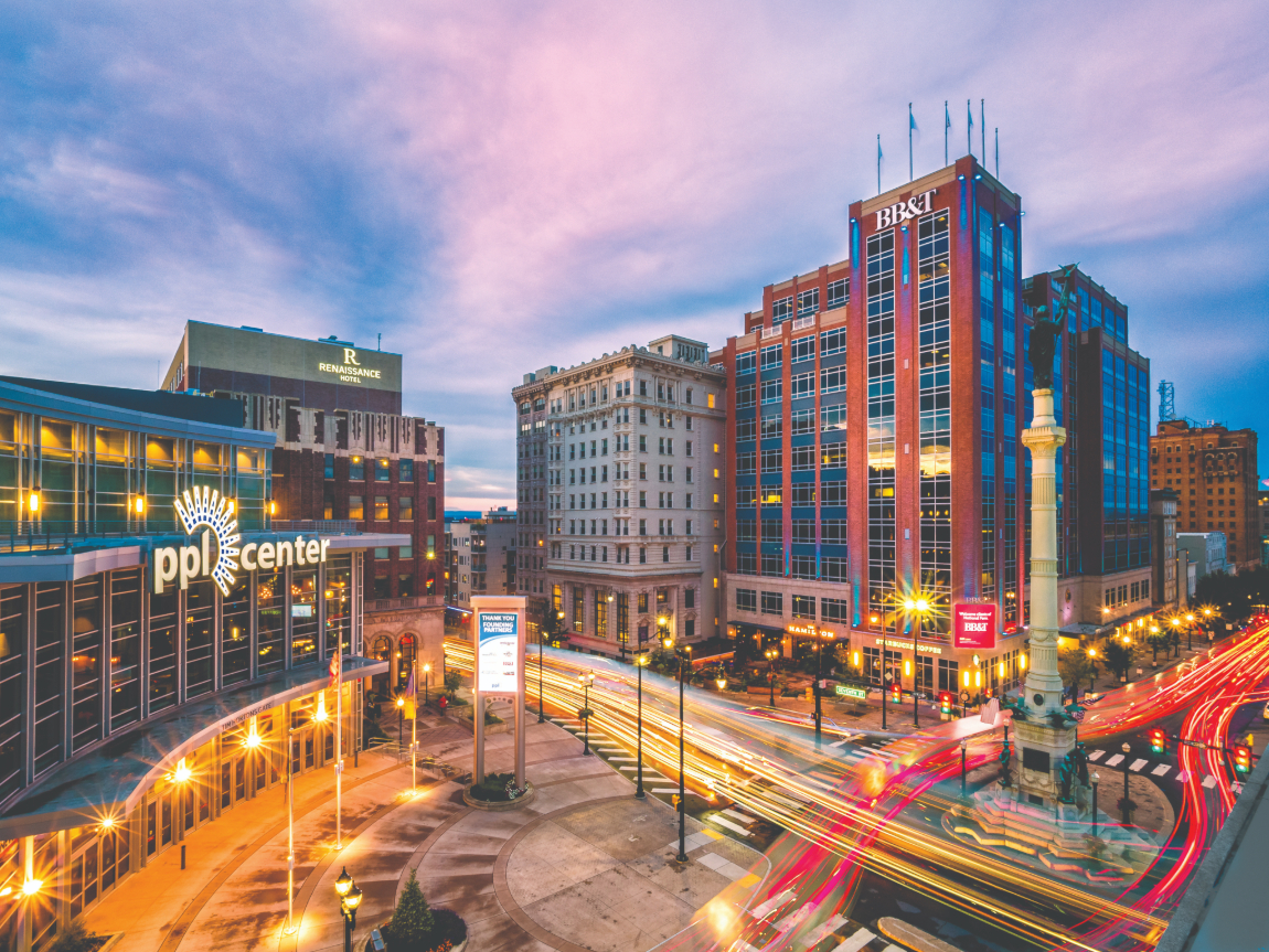 An image of center city square in Allentown, PA - Photo Credit to Discover Lehigh Valley