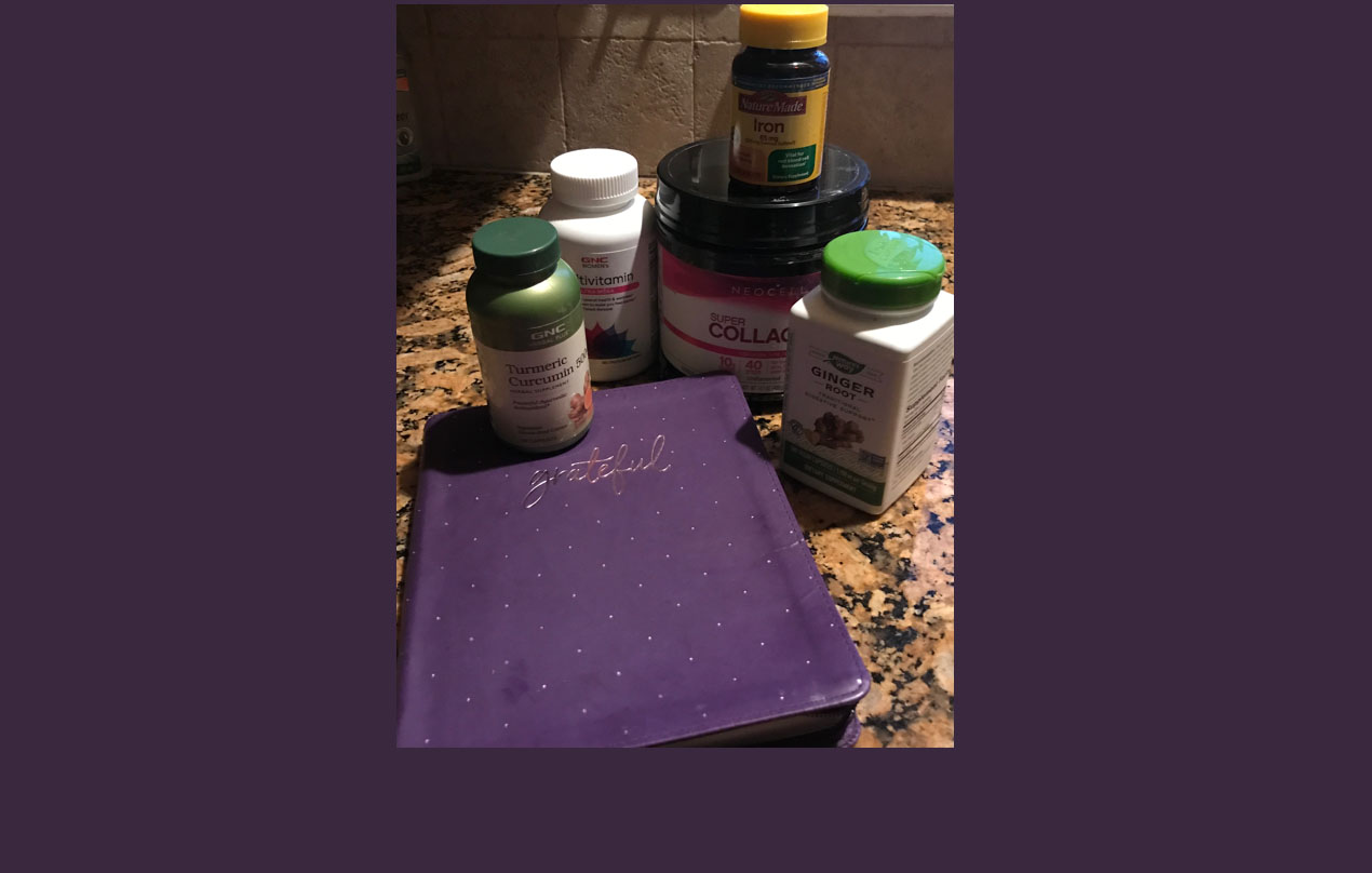 Image for I start my day with my Gratitude Journal, followed by a multitude of vitamins and a one hour workout -- 6 days a week! (Physical)