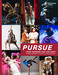 Muhlenberg Theatre and Dance brochure cover: montage of performance photos. Text: 